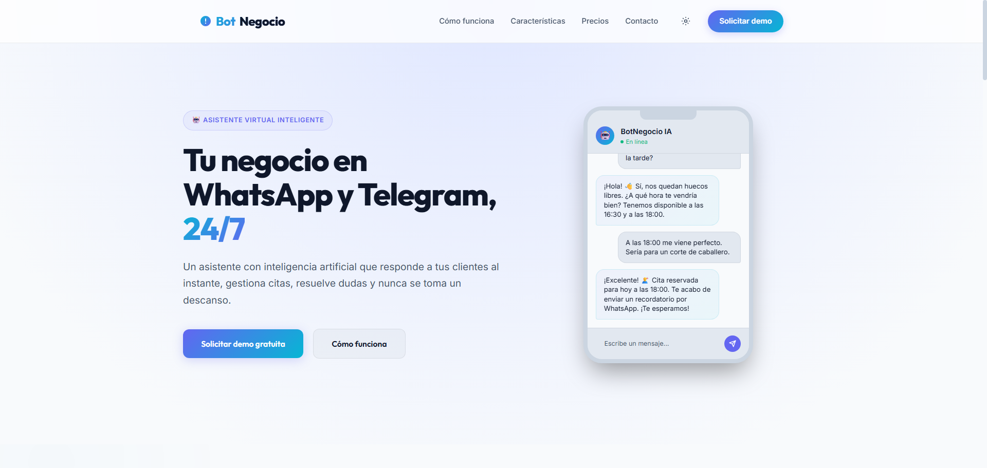 Captura de la web BotNegocio